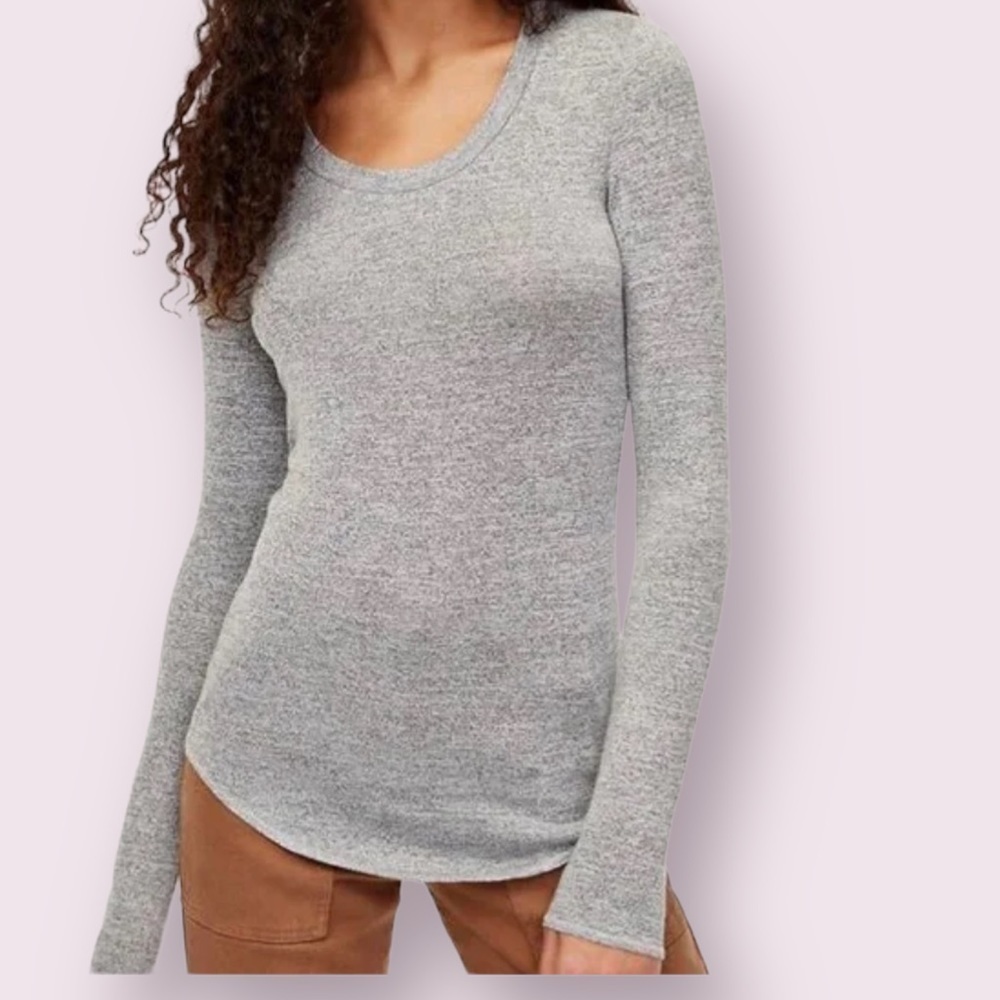 WILFRED Free Diapason Womens Rayon Blend Knit Long Sleeve Heather Gray Shirt S